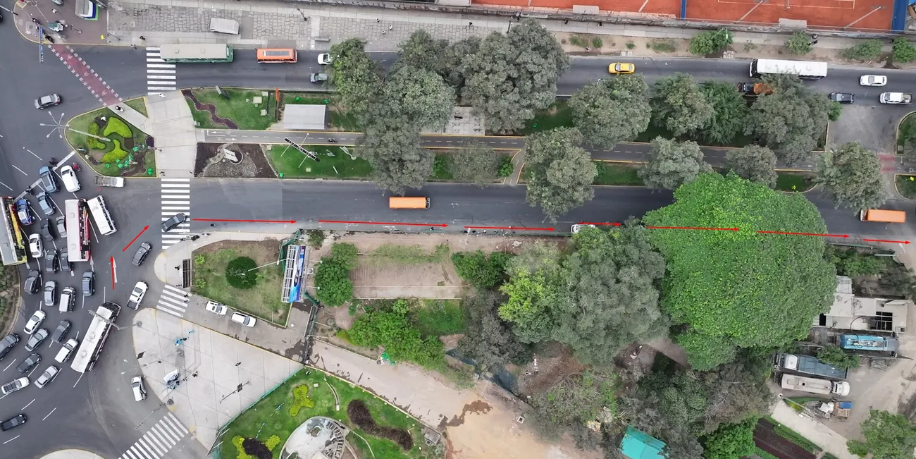 Ruta proyectada de la pista de atletismo tramo 1